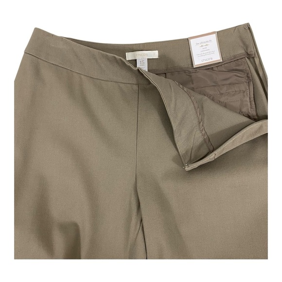 Chico's Womens Dress Pants Size 1.5 (10) Short The Ultimate Fit Side Zip Taupe - Picture 3 of 7